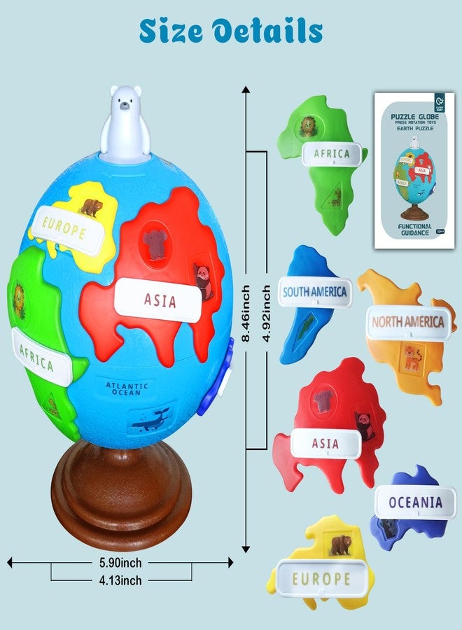 Twivah Spinning Globe for Children-Interactive Geography Learning Toy for Kid 3+, 8" Educational Puzzle Globe with 6 Continent & 12 Animial | STEM Geography Game for Kids 4-8, Preschool Birthday Gift - Image 5